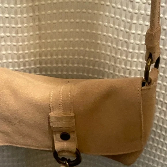 Tan suede Crossbody Bag with Tassel Accent - Picture 16 of 16